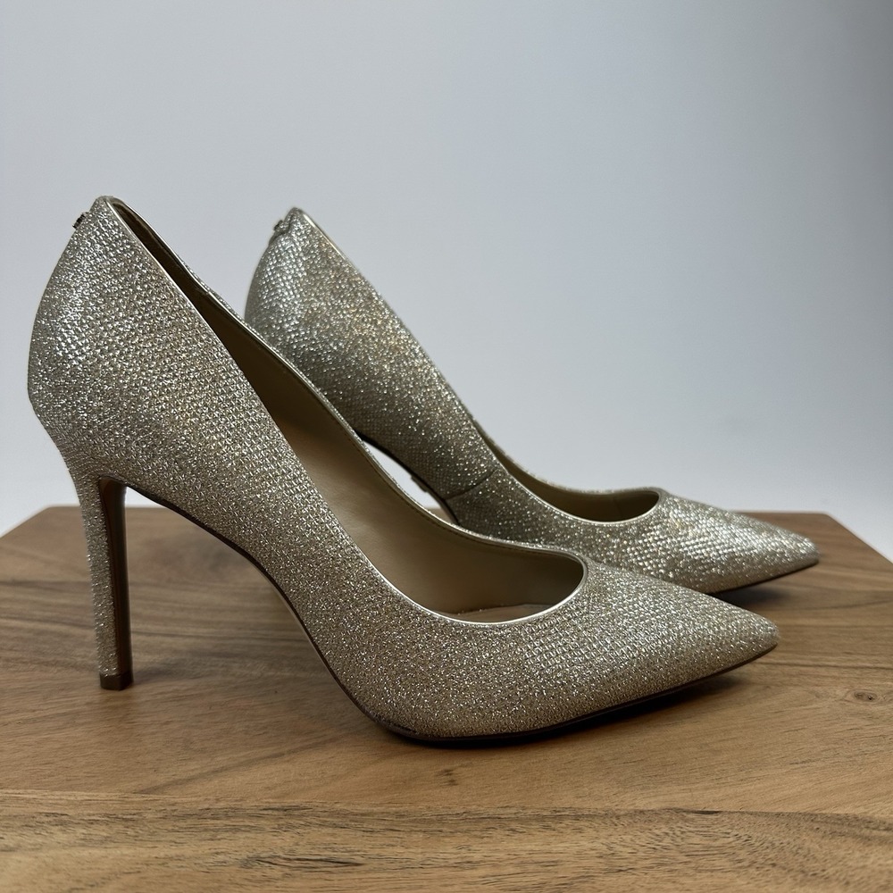 Womens Sam Edelman Hazel Gold Shimmer Pointed Toe Formal Pumps Heels Size 7.5 M